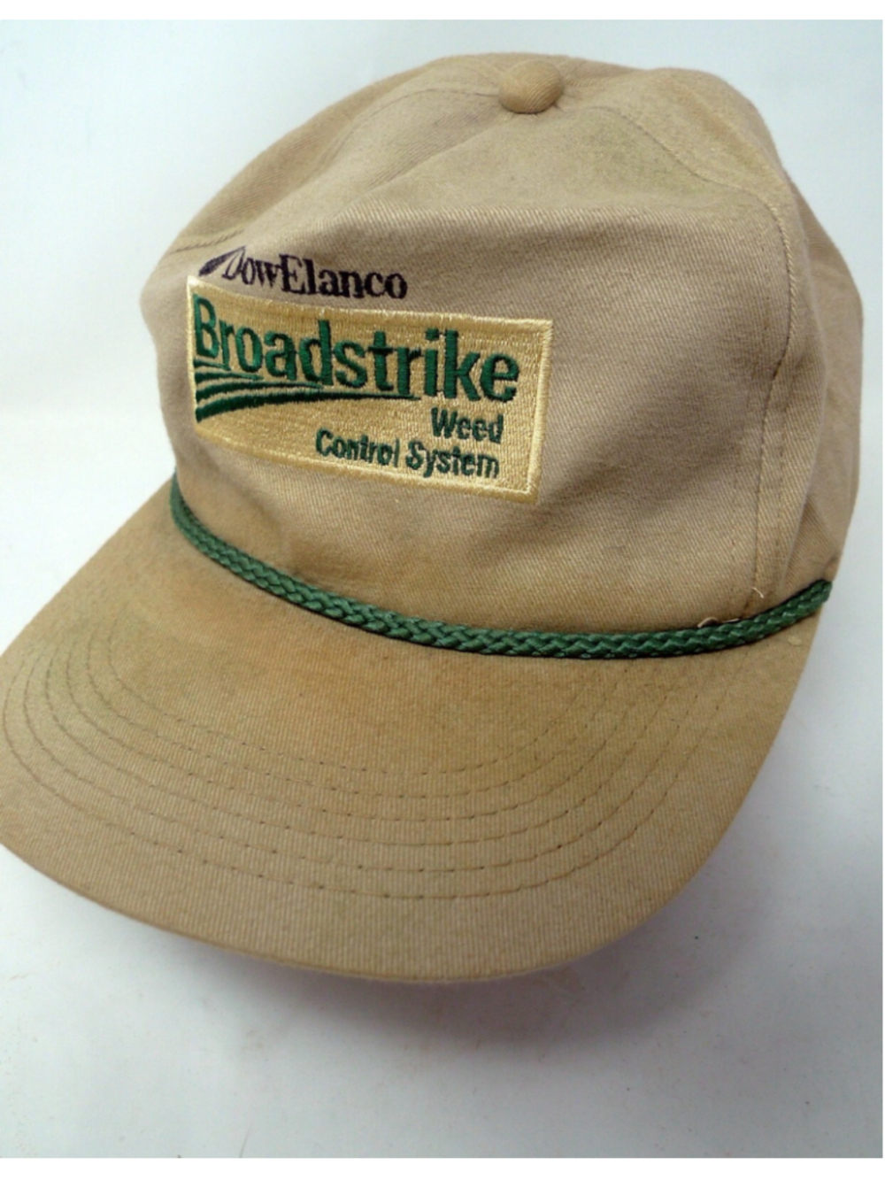 K-Products DowElanco Broadstrike Farmer Trucker Hat Strap back 1990 Cap Khaki